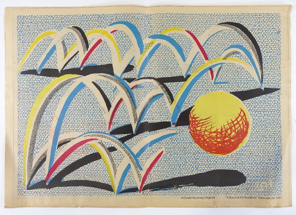 David Hockney, print, A Bounce for Bradford, 1987, unframed, together with a related letter for