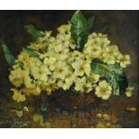 Dora Johns, oil on board, still life spring flowers, 12" x 13", framed