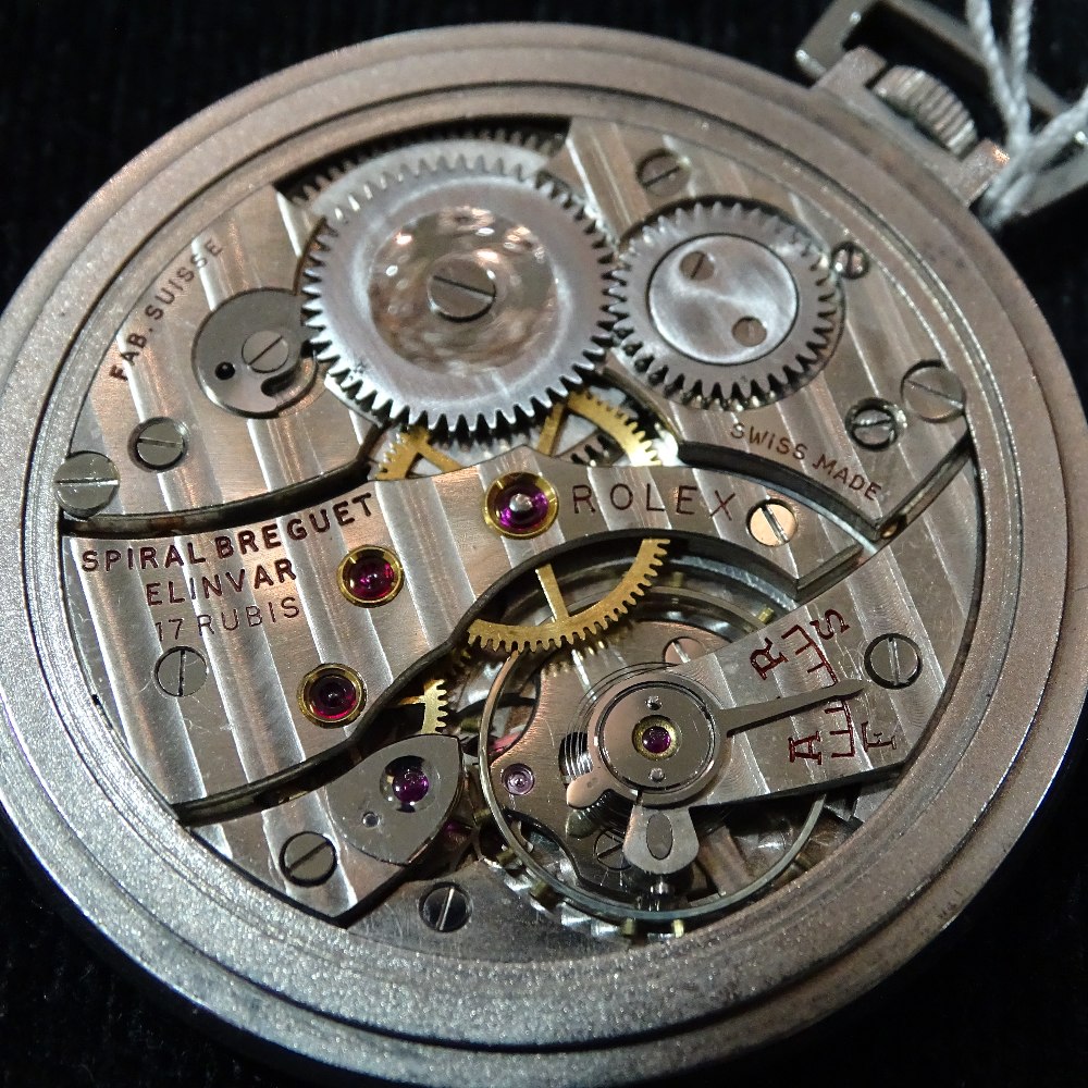 A rare Rolex Precision pocket watch, stainless steel case, with 17 ruby movement and subsidiary - Image 8 of 8