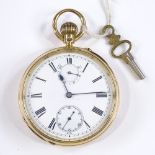 An 18ct gold open-face key-wind pocket watch, with subsidiary seconds dial, power reserve indicator,