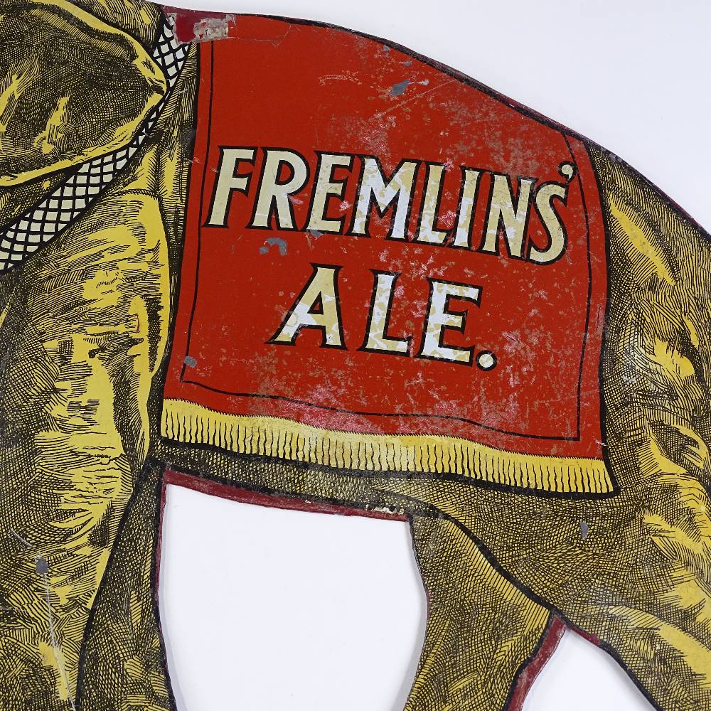 A Vintage Fremlins Ale double-sided metal advertising sign, length 65cm ...