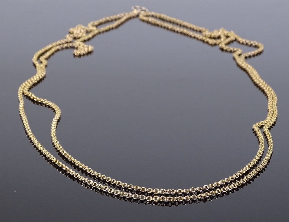 A Victorian 15ct gold double belcher link long guard chain, length 82cm, 31g - Image 2 of 4