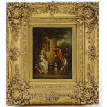 19th century oil on wood panel, The Performance, unsigned, 5.5" x 4.5", framed