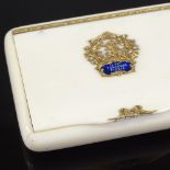 A 19th century French ivory gold and silver-gilt mounted pocket case, the hinged lid having an inset