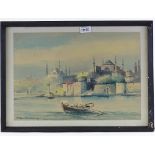 Nikolai Saraphanoff, watercolour, Istanbul, 1920, 17" x 11.5", and another similar watercolour by