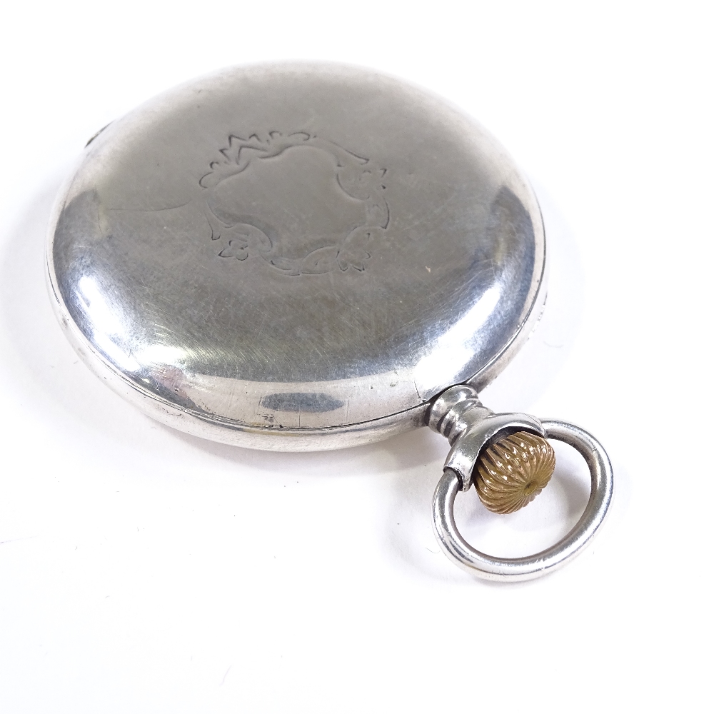 A Turkish silver-cased full hunter side-wind Zenith pocket watch, with subsidiary seconds dial, - Image 3 of 5