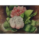 Cecil Riley (1917 - 2015), watercolour, peonies, 1945, 10" x 14", framed