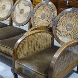An early 20th century art deco walnut-framed 3-piece Bergere lounge suite...