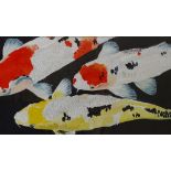 Clive Fredriksson, oil on board, Koi Carp, image size 12" x 30", framed