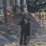 Rose Henriques (1877 - 1972), oil on paper, Second War Period street scene, Spitalfields carries on,