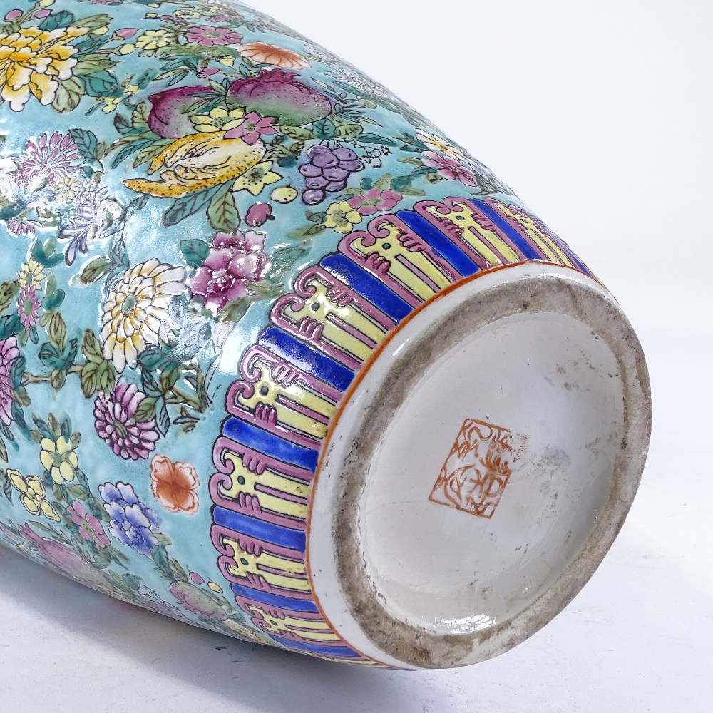 A Chinese porcelain vase, with painted enamel floral decoration, height 45cm - Image 3 of 3