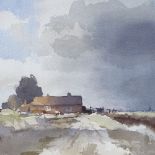 Edward Seago (1910 - 1974), watercolour, a Norfolk farm, 1988, 11" x 15", framed, provenance; Stacey