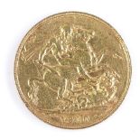 An Edward VII 1910 Australian gold sovereign, Perth Mint marks