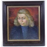 Peter Barrie Gross (1924 - 1987), oil on canvas, portrait of Sylvia, 14" x 13", framed