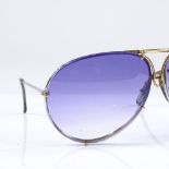 Porsche aviator sunglasses with silver and gold frames