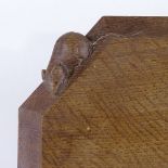 Robert "Mouseman" Thompson mid-century oak breadboard with relief carved mouse border, 31cm x 25cm