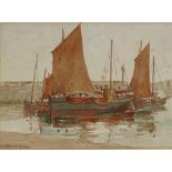 George Turland Goosey (1877 - 1947), watercolour, fishing boats St Ives, 7" x 10", framed