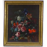 3 oils on board and canvas, still life flower studies, various artists, framed (3)