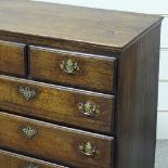 A George III oak chest of 3 long and 2 short drawers, width 88cm, height 94cm
