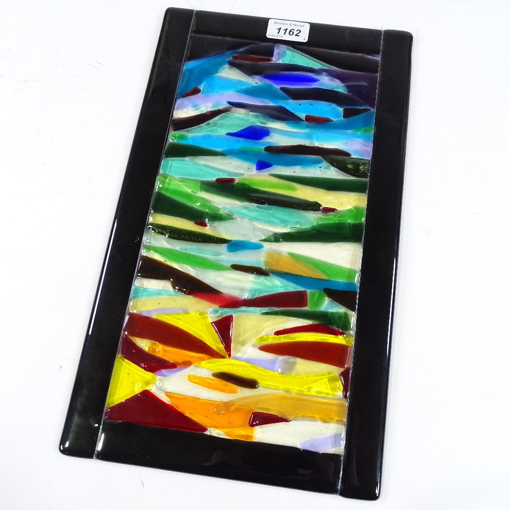 Studio coloured glass hanging sculpture, abstract composition, unsigned, 16" x 9" - Image 4 of 4