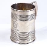 A George III silver pint mug, of cylindrical tapered form, by Peter and William Bateman, hallmarks