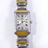 A lady's Maurice Lacroix bi-metal rectangular quartz wristwatch, stainless steel case, with Roman