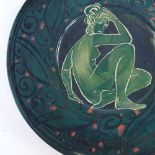 A Sophie MacCarthy studio pottery charger, with hand painted female nude design (Charleston