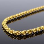 A Middle Eastern high carat gold rope twist necklace, length 79cm, 29.8g