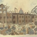 Rose Henriques (1877 - 1972), 2 Second War Period watercolours, bomb damaged buildings, 1941, 15"