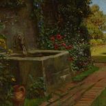 Francis Eastwood (fl 1875 - 1908), oil on canvas, garden scene, 18" x 22", framed