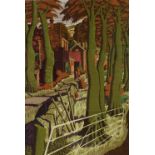 Simon Palmer, screen print, the small farmer and the large farm worker, signed in pencil, image size