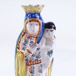 A Henriot Quimper faience pottery Madonna and Child, late 19th/early 20th century, height 25cm