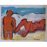 Robert McKellar (1945 - 2009), 2 gouache paintings, abstract nudes, largest 7.5" x 9", framed