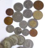 A quantity of Victorian and later silver and other coins