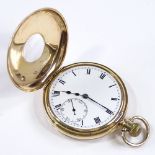 A 9ct gold Syren half hunter side-wind pocket watch, with Roman numeral hour markers and