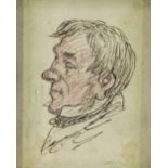Follower of Thomas Rowlandson (1756 - 1827), ink sketch, portrait of a man, unsigned, 2.5" x 2",