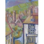 Maureen Connett, mixed media on paper, The Old Town Hastings, 29" x 19", framed