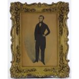 19th century ink/watercolour, portrait of a gentleman, unsigned, 10" x 7", framed