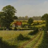 Edward Hersey, oil on canvas, a country lane, 1985, 20" x 24", framed