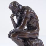 After August Rodin, a patinated bronze bust, The Thinker, various foundry marks, height 18cm