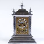 A good quality 19th century chrome plate on bronze-cased salon clock, ornate jewelled painted and
