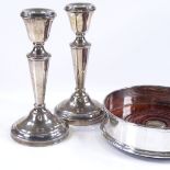 A pair of silver tapered candlesticks, maker's marks JM-A, hallmarks Birmingham 1972, together