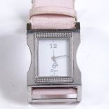 A lady's Vintage Christian Dior quartz wristwatch, stainless steel case with diamond set bezel,