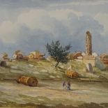 James Caldwell, watercolour, Temple of Hercules, 7" x 10", framed