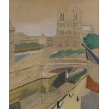 Albert Marquet, pochoir print, Notre Dame Cathedral, signed in the image, published by Daniel