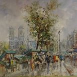 J Giordano, oil on canvas, Parisian scene near Notre Dame, 24" x 36", framed