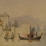 Attributed to David Cox Jnr, watercolour, Italian lakeside scene, 8" x 11", framed, unsigned
