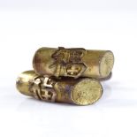A pair of 14ct gold Chinese character mark cufflinks, with slanted textured finish, panel length