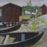 Esko Sihtola (Finnish artist born 1937), oil on canvas, strand landscape, 18" x 22", framed,
