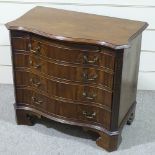 A reproduction Georgian style mahogany batchelor's chest of 4 long drawers, with serpentine front